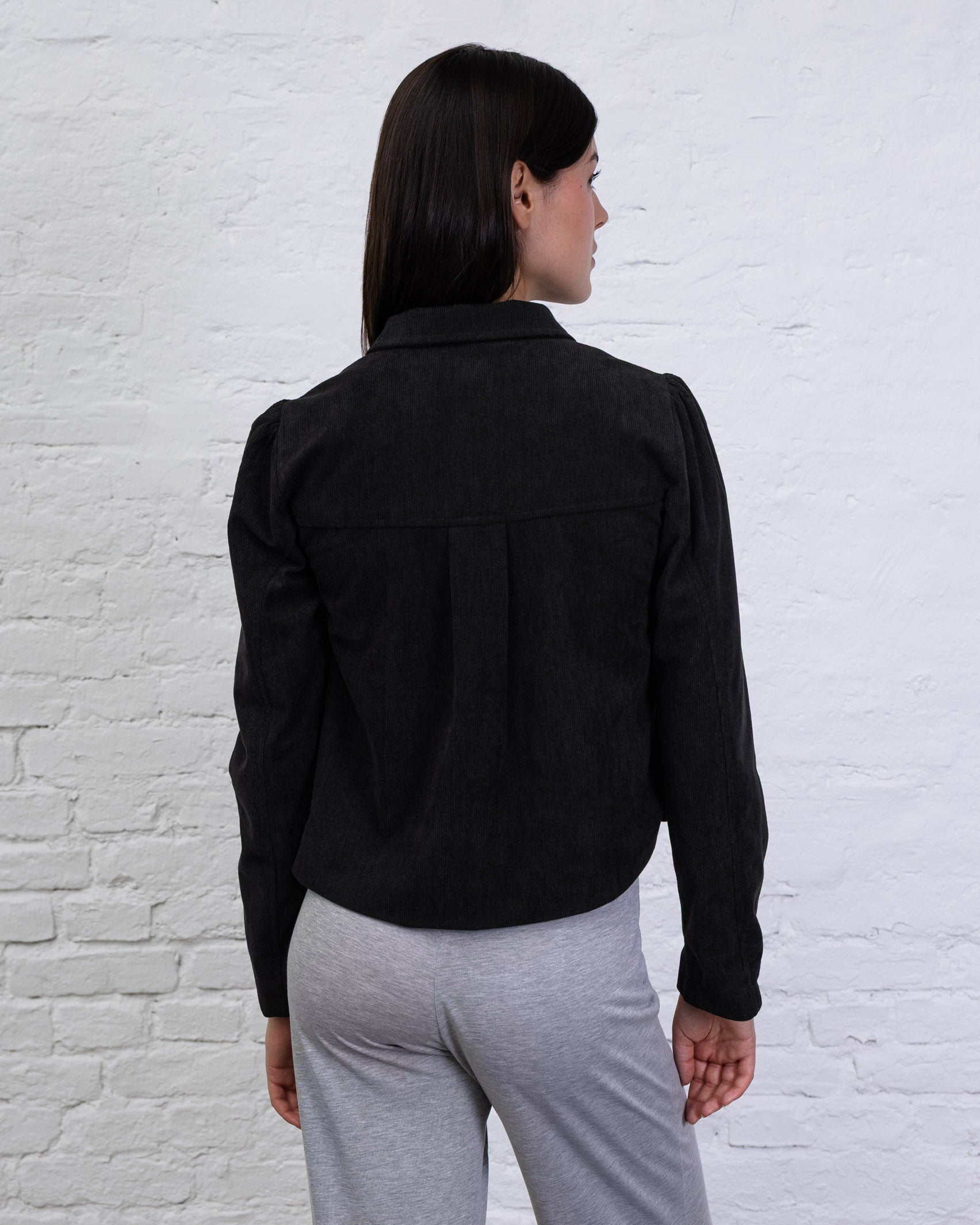 Cord-Blazer mit großen Knöpfen