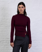 Asymmetrisches Langarmshirt mit Knöpfen