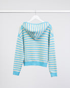 Gestreifte Strickjacke mit Kapuze