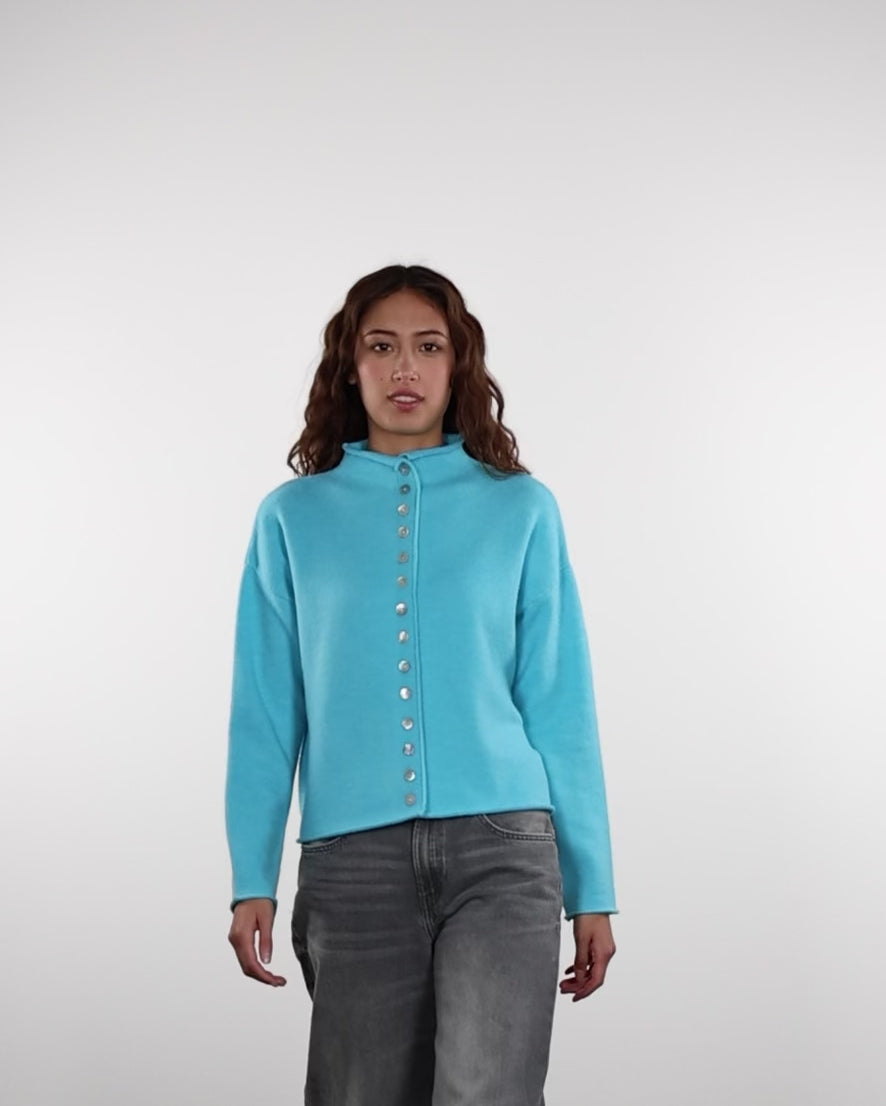 Strickjacke mit Stehkragen