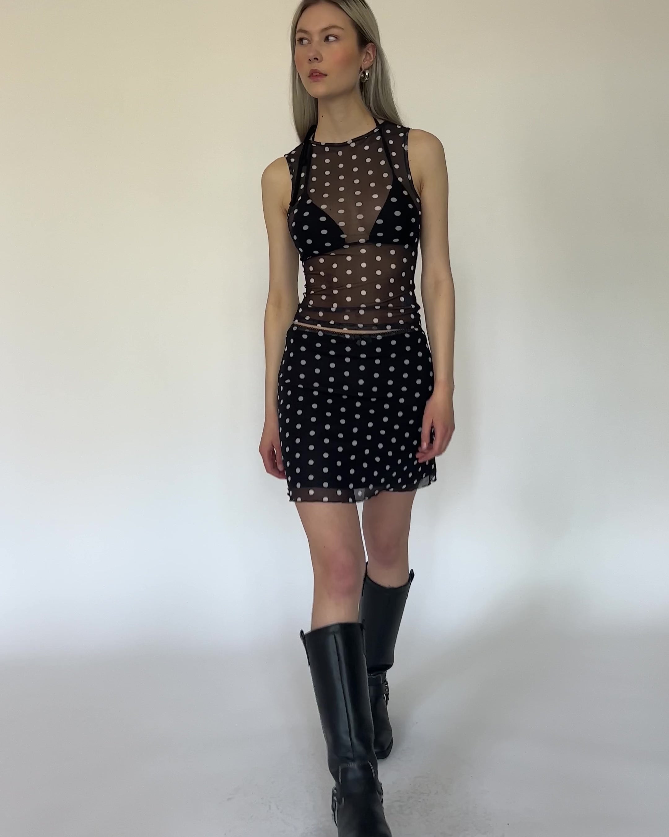 Mesh Rock mit Polkadotprint