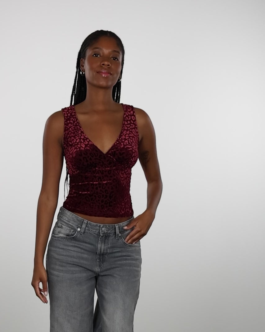 Top mit Samt Animalprint