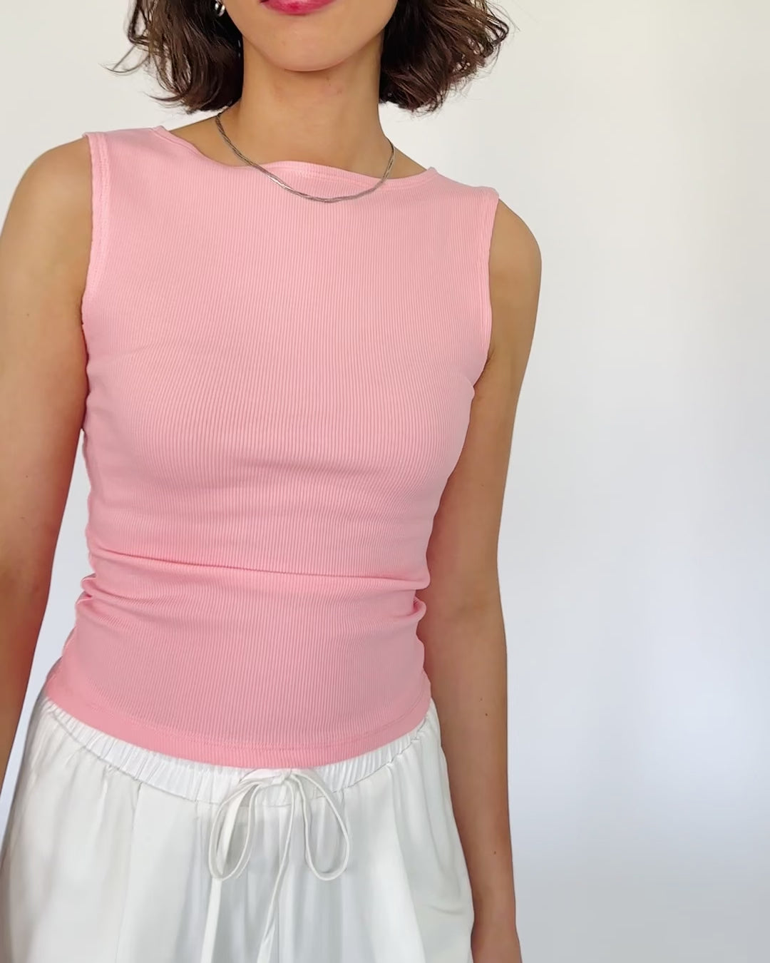 Basic Top mit U-Boot Ausschnitt rosa