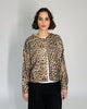 Lockere Strickjacke mit Leoprint