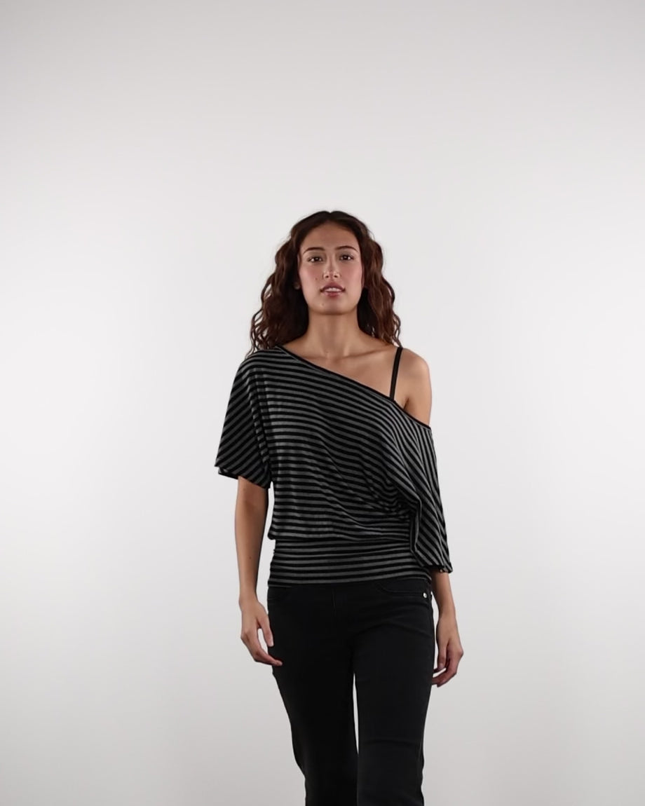 Offshoulder Shirt mit Streifen