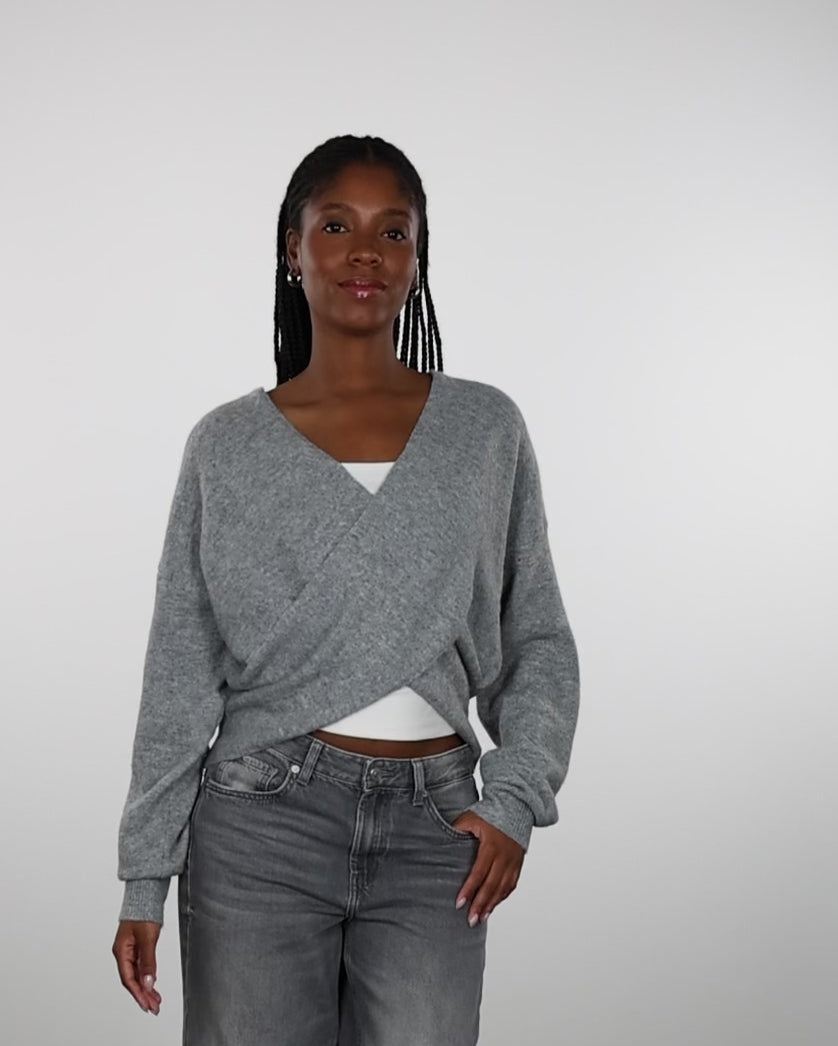 Wickelpullover mit V-Ausschnitt