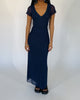 Mesh-Maxikleid mit Spitzendetails blau