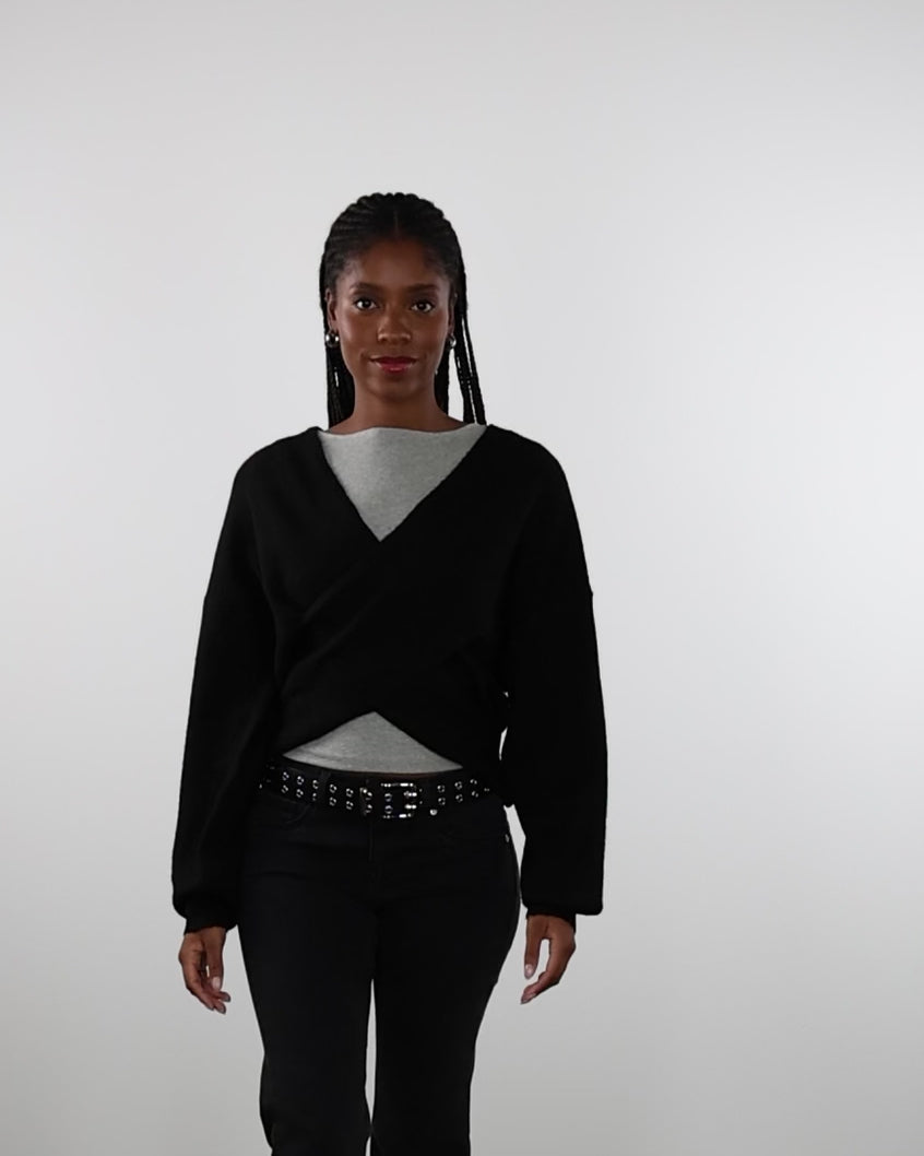 Wickelpullover mit V-Ausschnitt