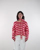 Gestreifte Strickjacke mit Rundhalsausschnitt