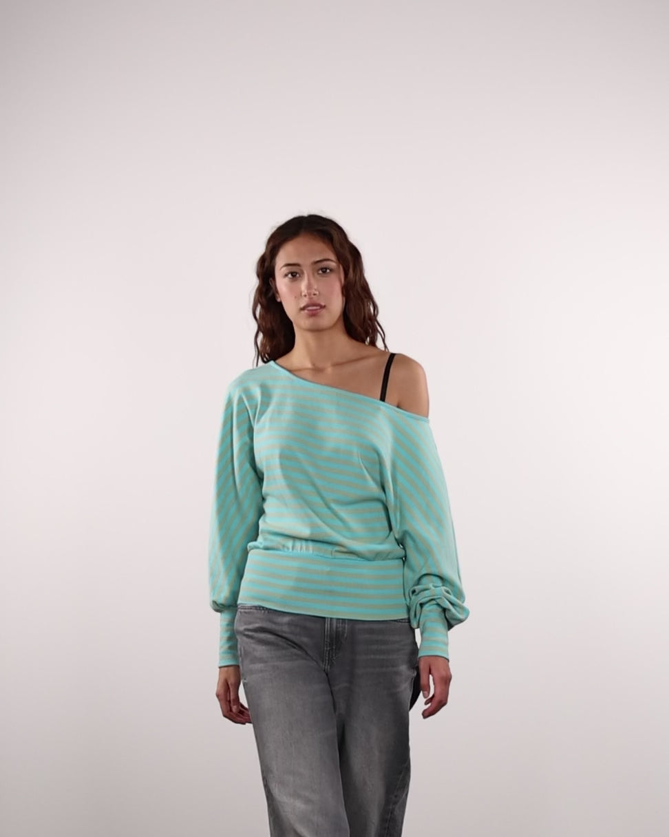 Offshoulder Langarmshirt mit Streifen