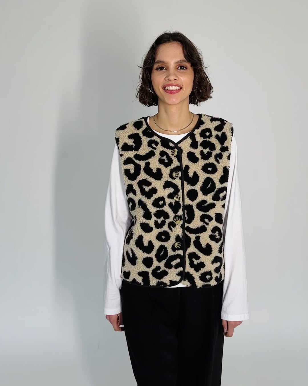 Teddy Weste mit Leoprint