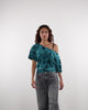 Off-Shoulder Shirt mit Blumenprint aus Samt