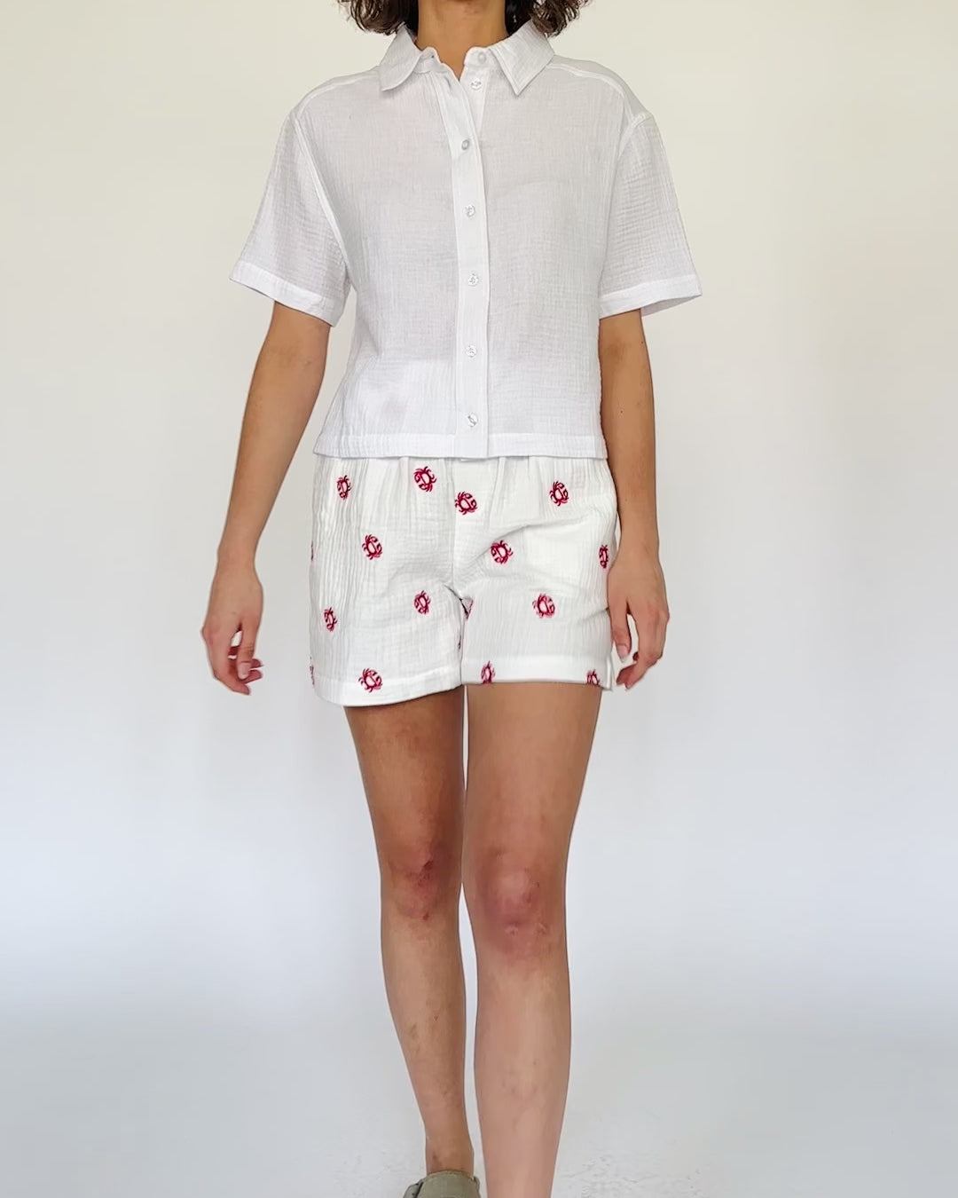 Musselin Shorts mit Krebsprint