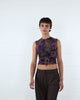 Mesh Top mit samtigem Blumenprint
