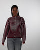 Gestreifte Strickjacke mit Stehkragen