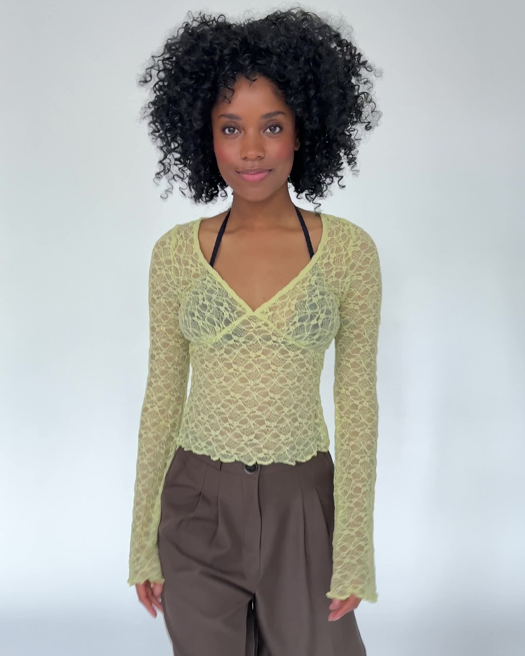 Elegantes Spitzenlangarmshirt