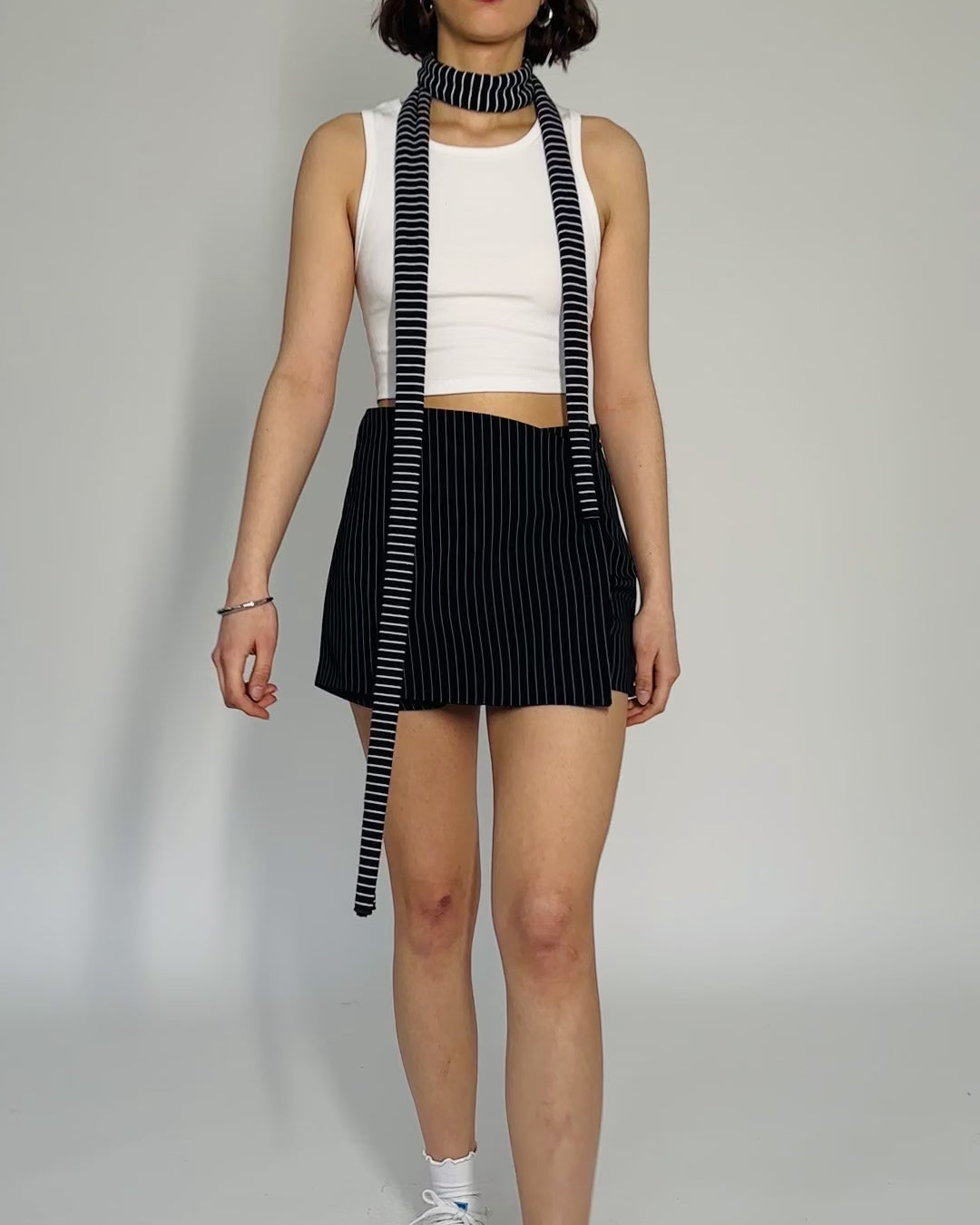 Gestreifter Skort in Wickeloptik