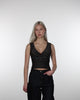 V-Neck Top mit bunt glitzernden Streifen