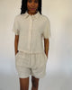 Crop Bluse aus Leinen-Mix