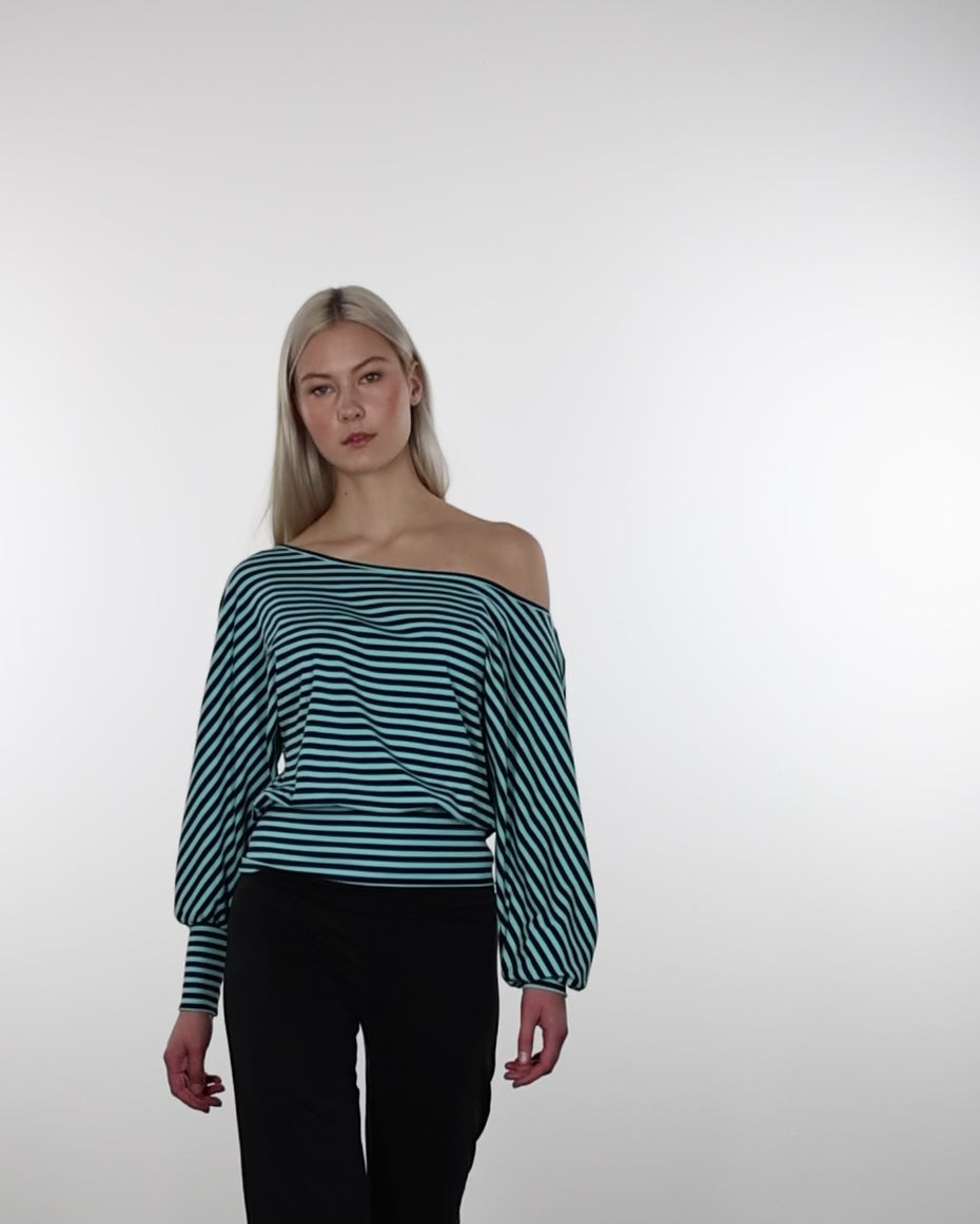 Offshoulder Langarmshirt mit Streifen
