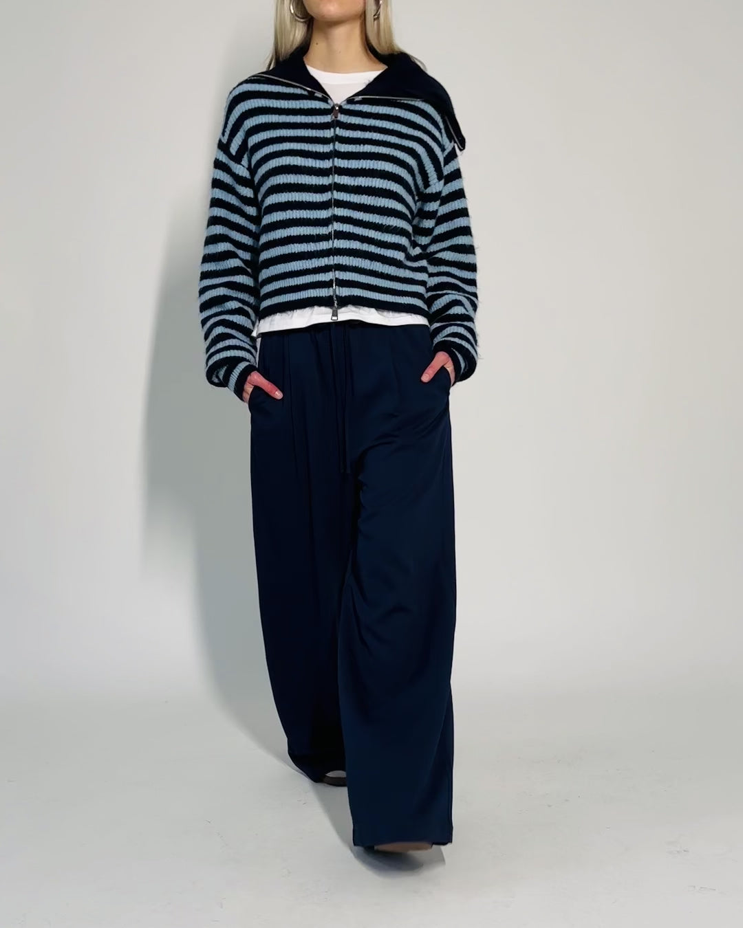 High-Waist Stoffhose aus Viskose
