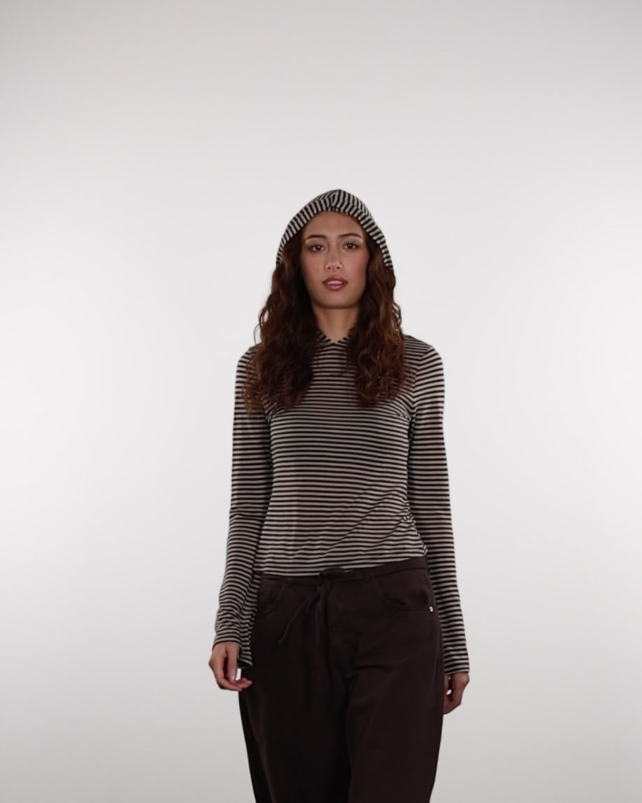 Gestreiftes Longshirt mit Kapuze