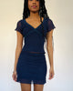 Mesh-Shirt mit Spitzendetails blau