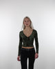 V-Neck Longshirt mit Blumenprint aus Samt