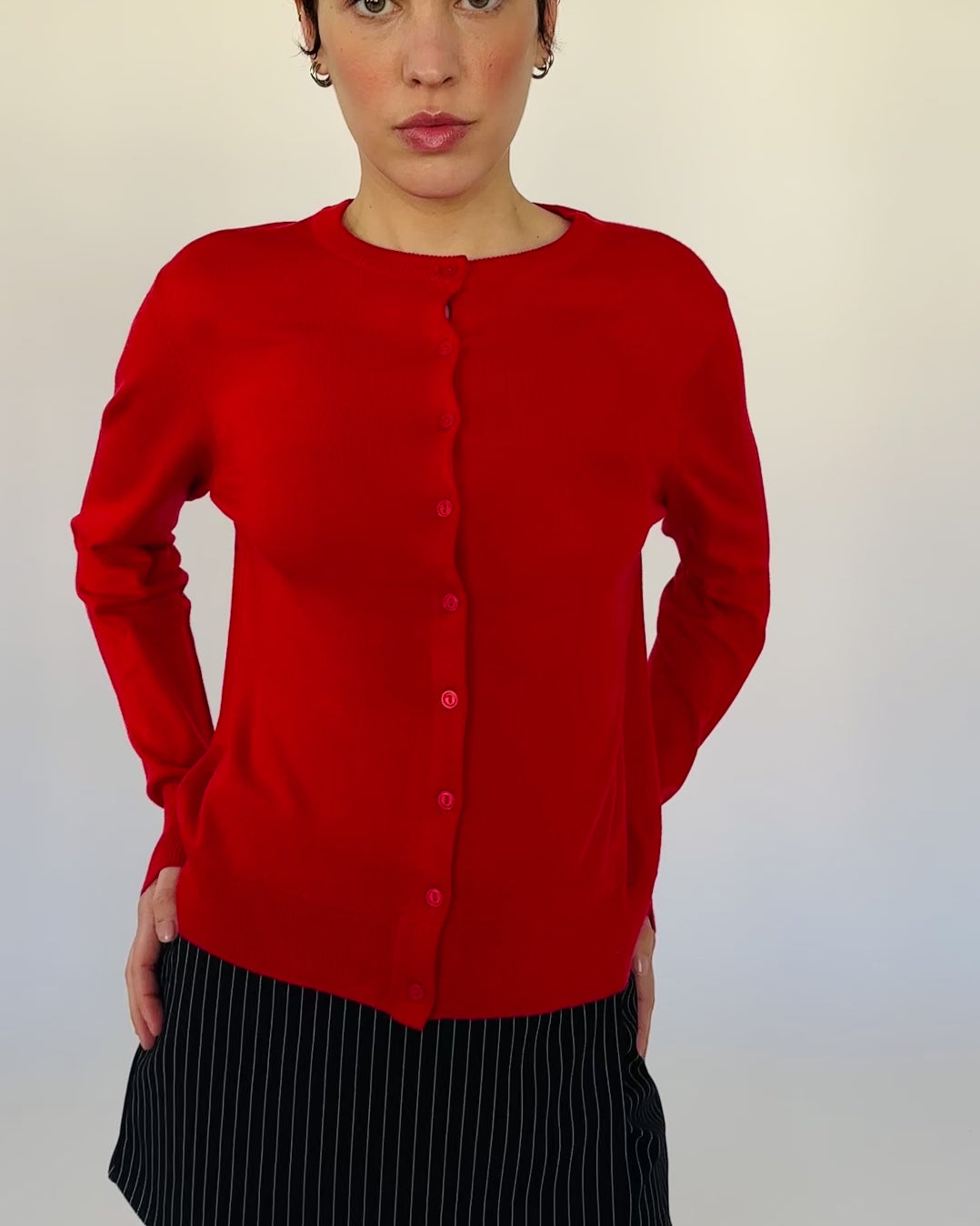 Weiche Basic Strickjacke rot
