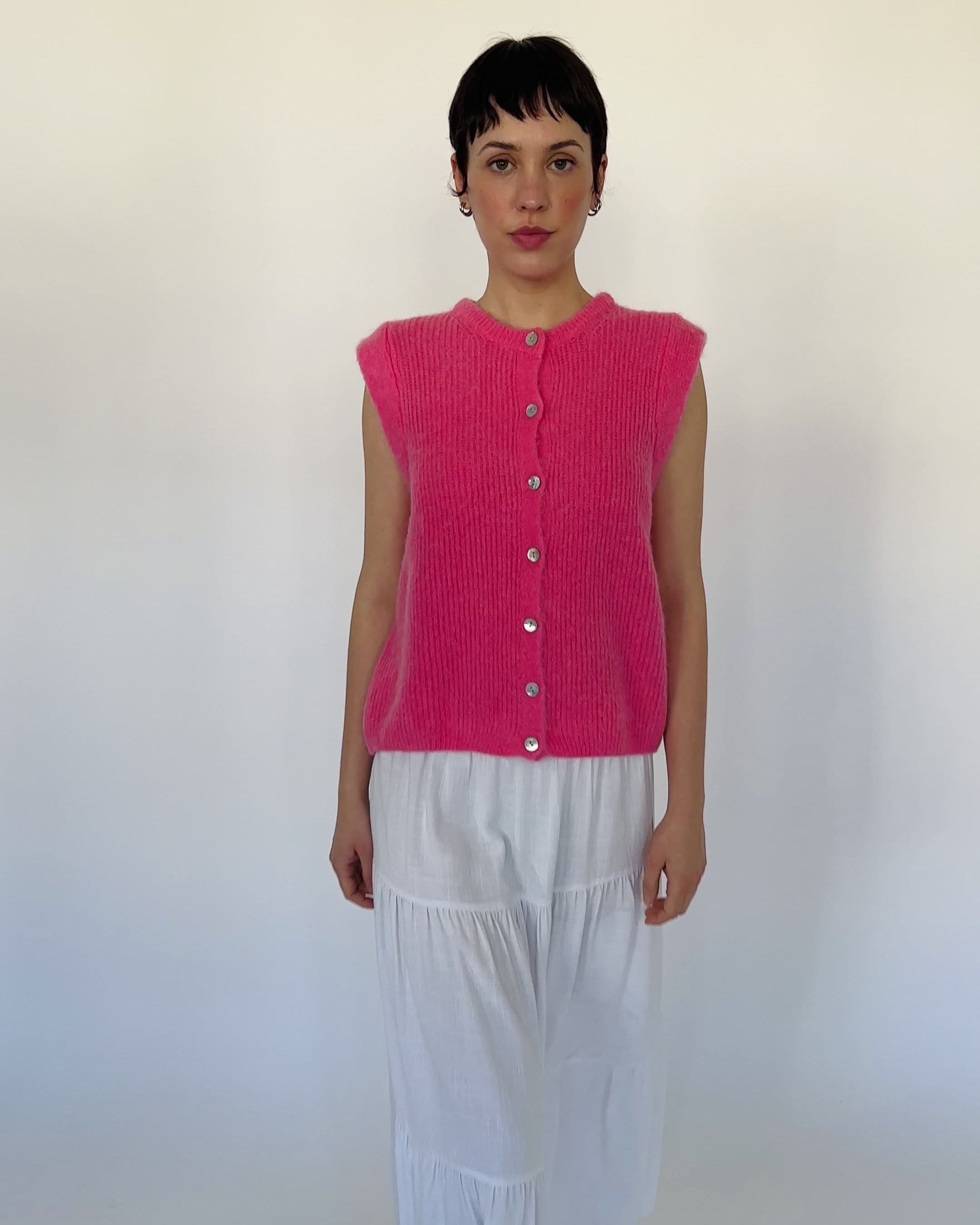 Einfarbiger Strickpullunder pink