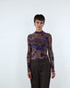 Mesh Body mit samtigem Blumenprint