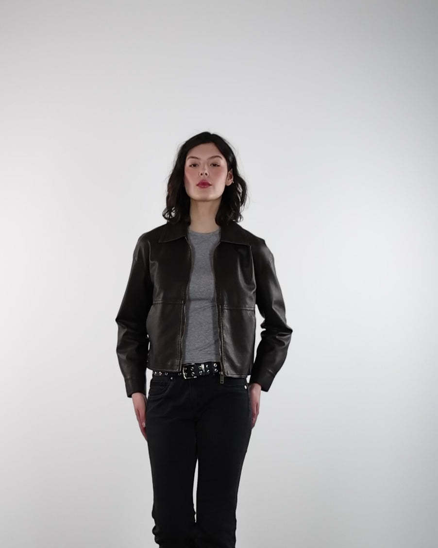 Kunstlederjacke mit Kragen