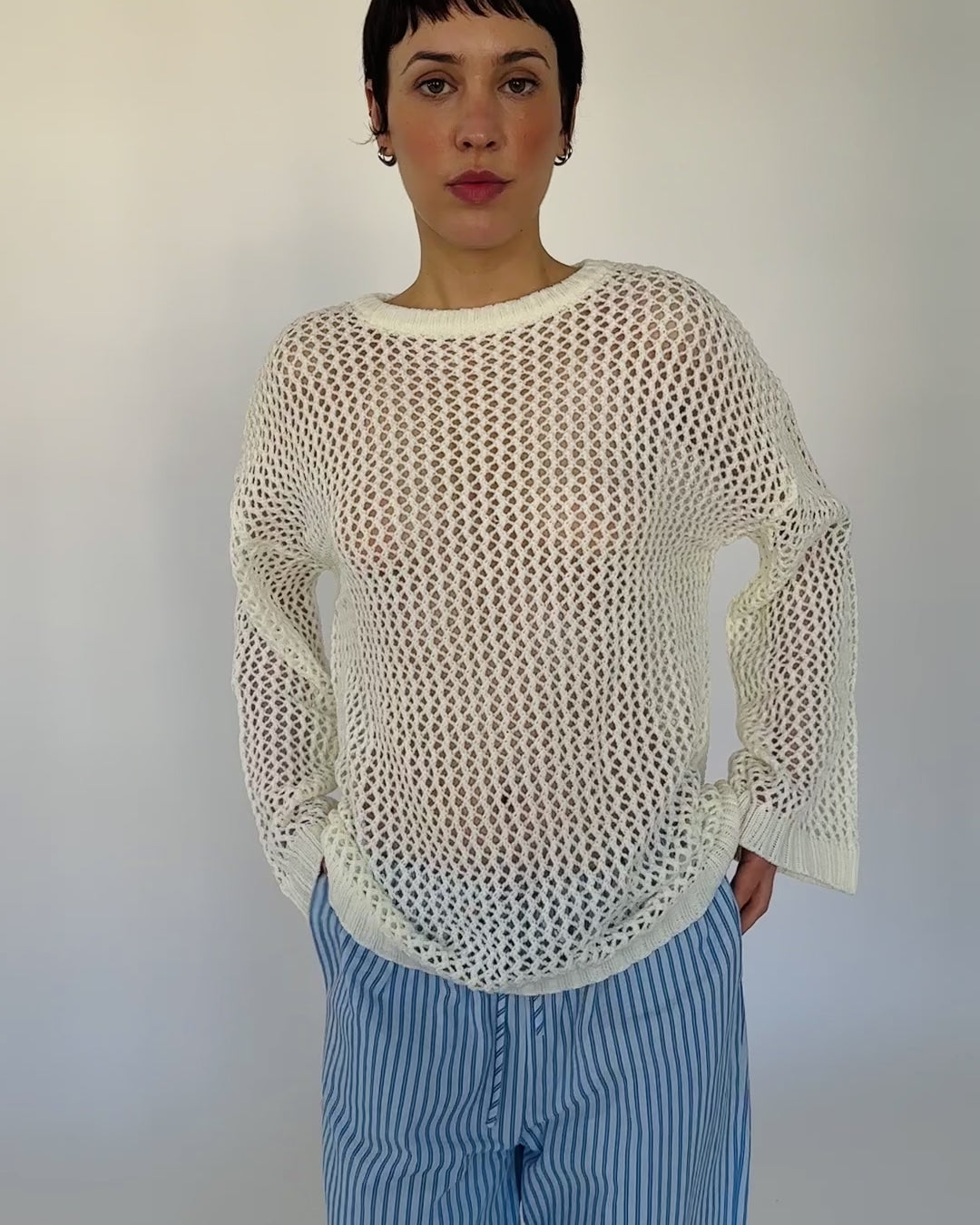 Oversize Strickpullover weiß