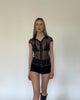 Mesh Kurzarmbluse mit Polkadots