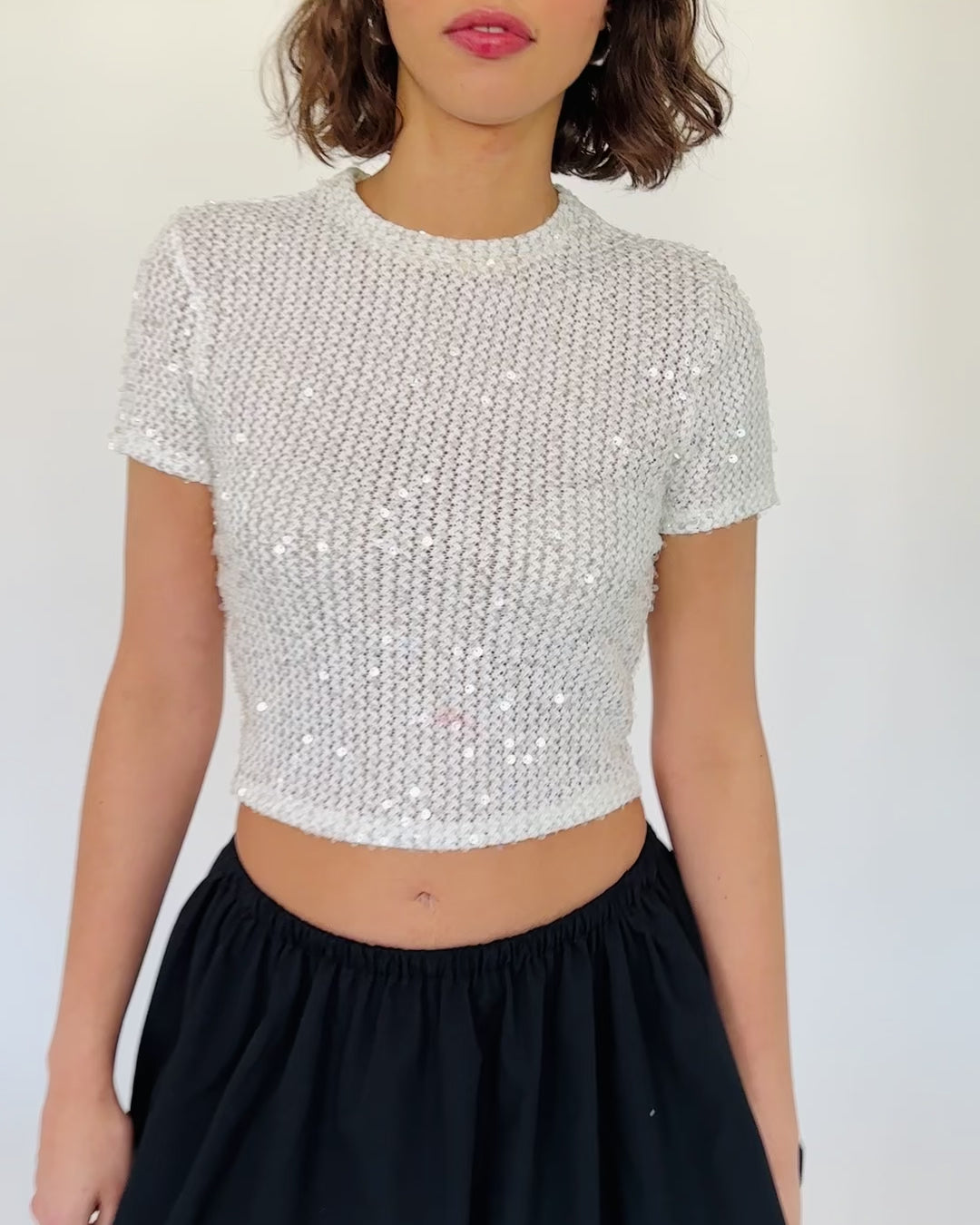 Pailletenbesetztes Shirt weiß