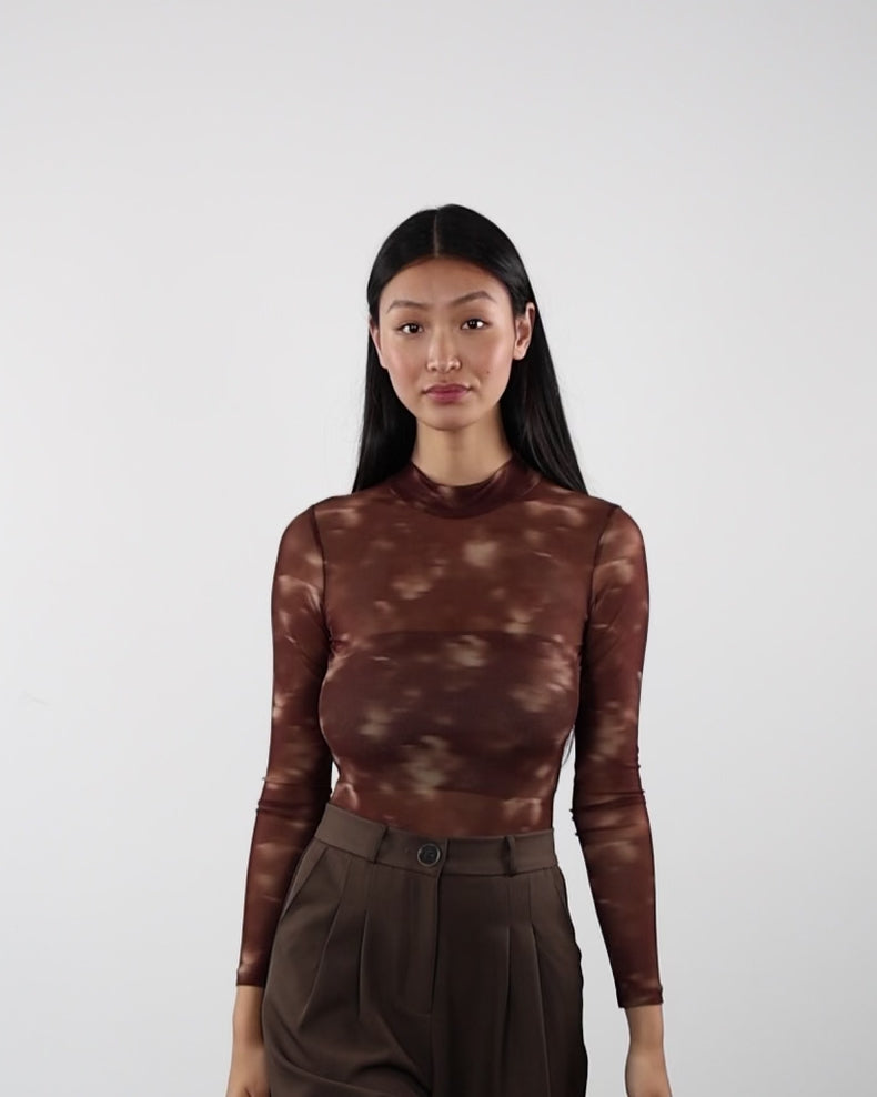 Langarm Mesh Body mit abstrakten Muster in Bewegung